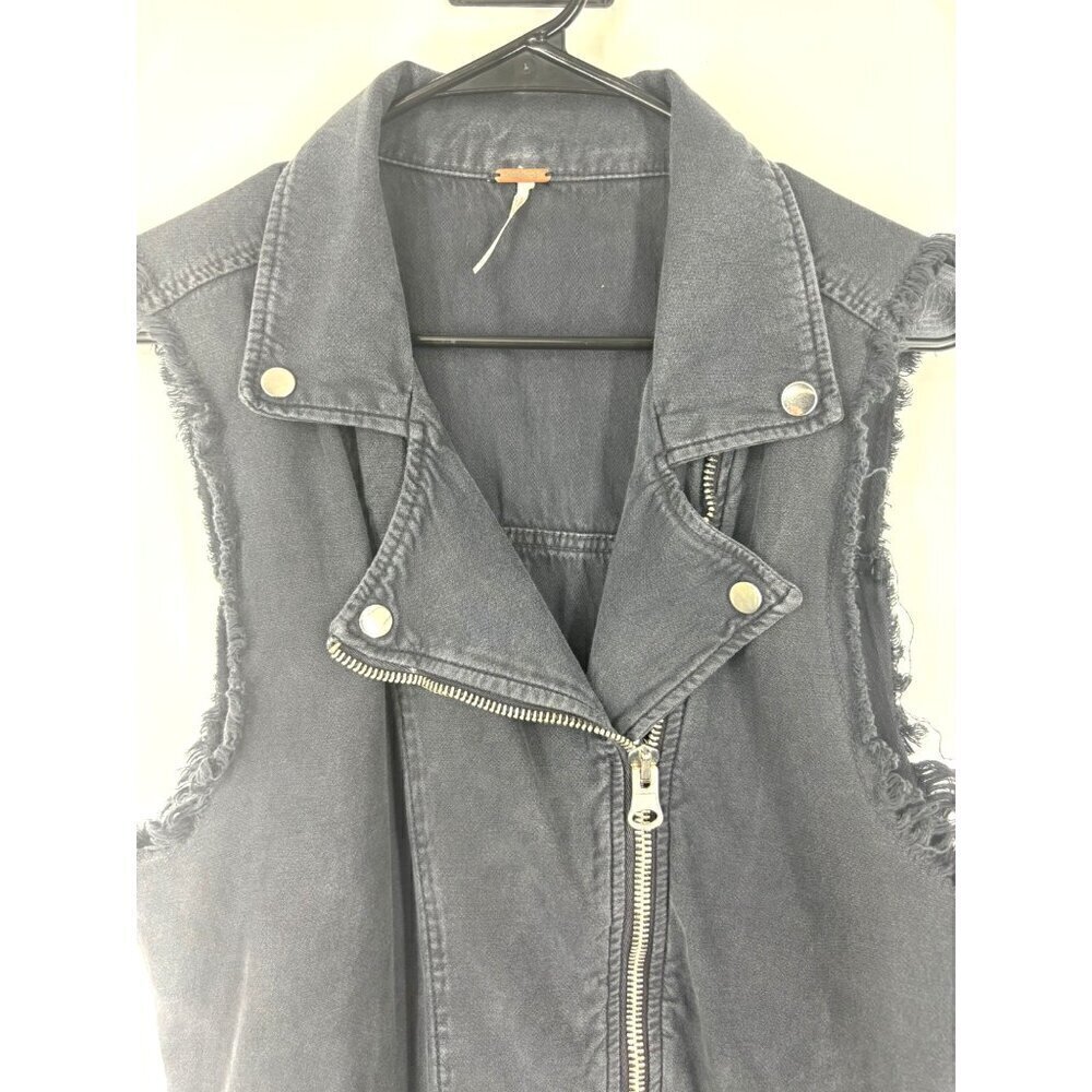 Free People Charcoal Grey Sleeveless Zip Moto Dress XS - Picture 3 of 4